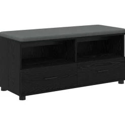 Bankjes*vidaXL Halbank met kussen met lade Zwarte Eik 100 x 38 x 46 cm Zwart eiken