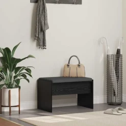 Bankjes*vidaXL Halbank met kussen 63 x 38 x 40 cm Zwart eiken