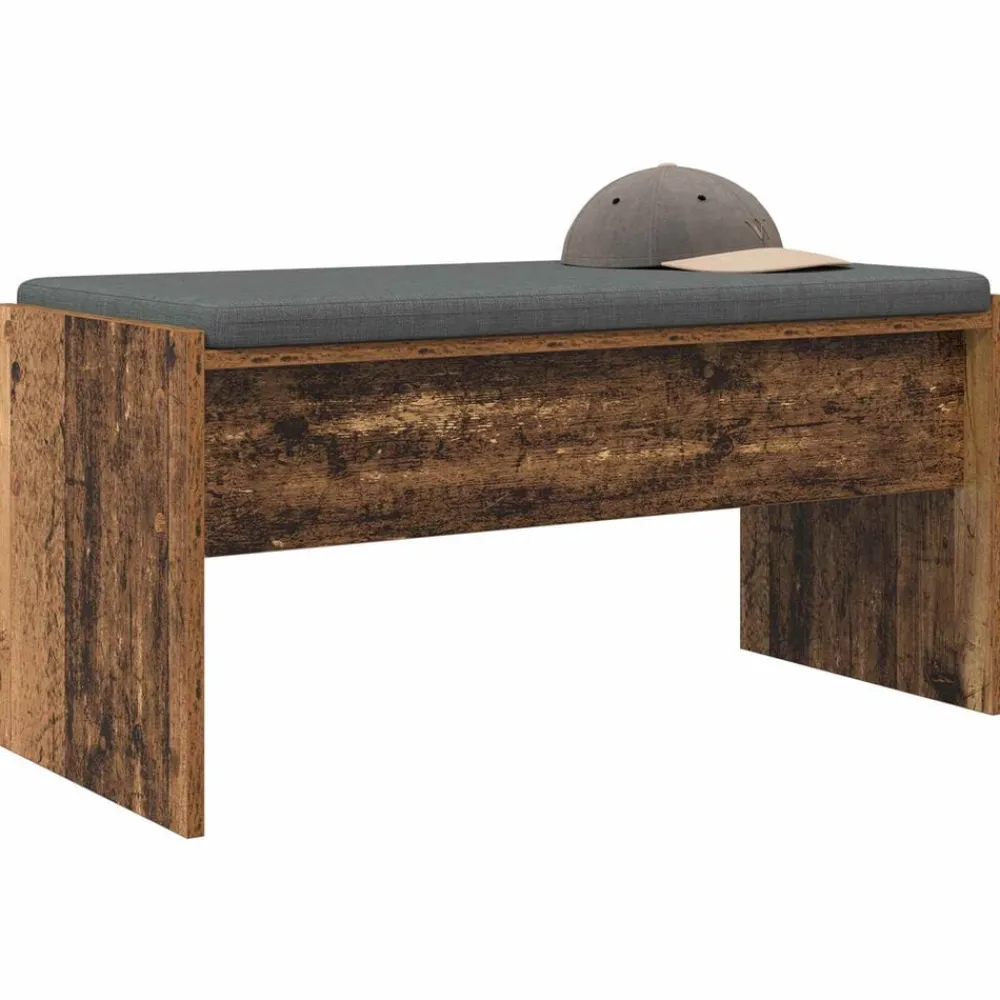 Bankjes*vidaXL Halbank met kussen Oudhout 83 x 38 x 40 cm Oud hout