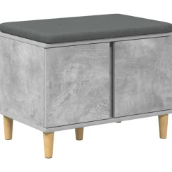Halbank met kussen met opslag Beton Grijs 60 x 38 x 46 cm>vidaXL New