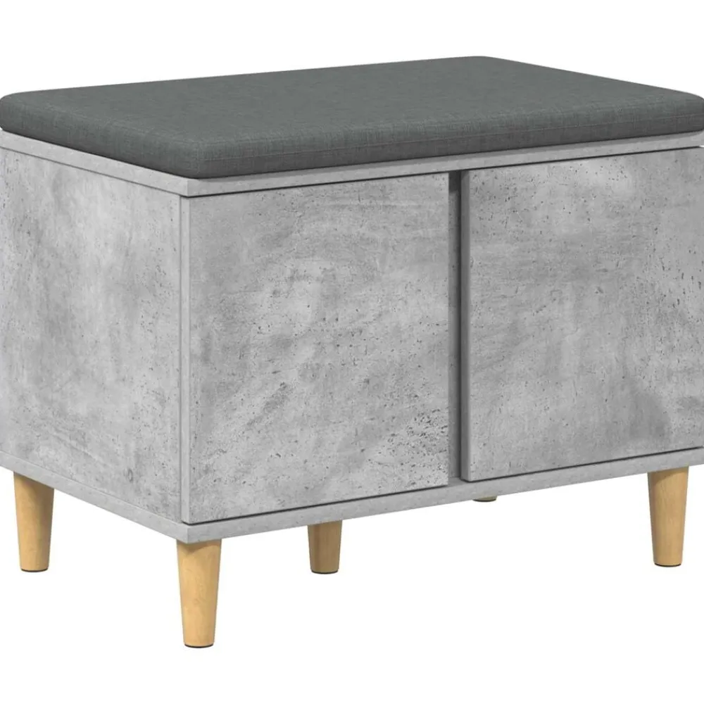 Halbank met kussen met opslag Beton Grijs 60 x 38 x 46 cm>vidaXL New