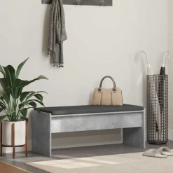 Bankjes*vidaXL Halbank met kussen Beton Grijs 103 x 38 x 40 cm Betongrijs