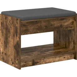 Halbank met kussen met plank Gerookte Eik 63 x 38 x 45 cm>vidaXL Online