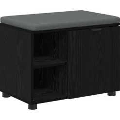 Halbank met kussen met plank Zwarte Eik 60 x 38 x 46 cm>vidaXL Hot