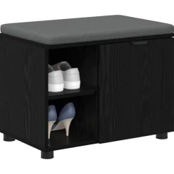 Halbank met kussen met plank Zwarte Eik 60 x 38 x 46 cm><noscript><img width=