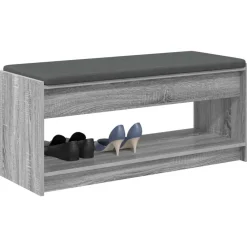 Bankjes*vidaXL Halbank met kussen met plank Grijze Sonoma 103 x 38 x 45 cm Grijs sonoma