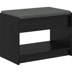 Halbank met kussen met plank Zwarte Eik 63 x 38 x 45 cm>vidaXL Discount