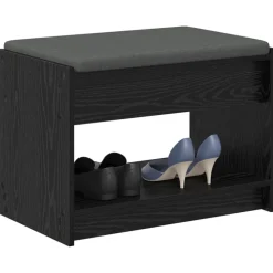Halbank met kussen met plank Zwarte Eik 63 x 38 x 45 cm><noscript><img width=