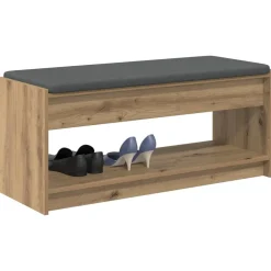 Bankjes*vidaXL Halbank met kussen met plank Artisan Eik 103 x 38 x 45 cm artisanaal eikenkleurig