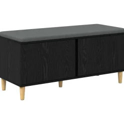 Halbank met kussen met opslag Zwarte Eik 100 x 38 x 46 cm>vidaXL Best
