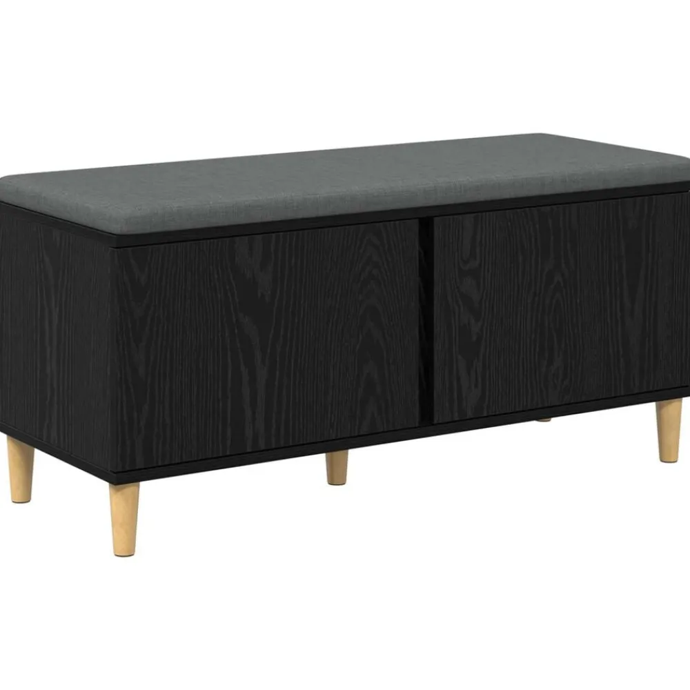 Halbank met kussen met opslag Zwarte Eik 100 x 38 x 46 cm>vidaXL Best