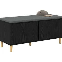 Halbank met kussen met opslag Zwarte Eik 100 x 38 x 46 cm><noscript><img width=