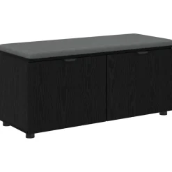 Bankjes*vidaXL Halbank met kussen met plank Zwarte Eik 100 x 38 x 46 cm Zwart eiken