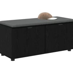 Bankjes*vidaXL Halbank met kussen met plank Zwarte Eik 100 x 38 x 46 cm Zwart eiken