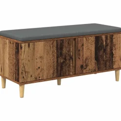 Bankjes*vidaXL Halbank met kussen met opslag Oudhout 100 x 38 x 46 cm Oud hout