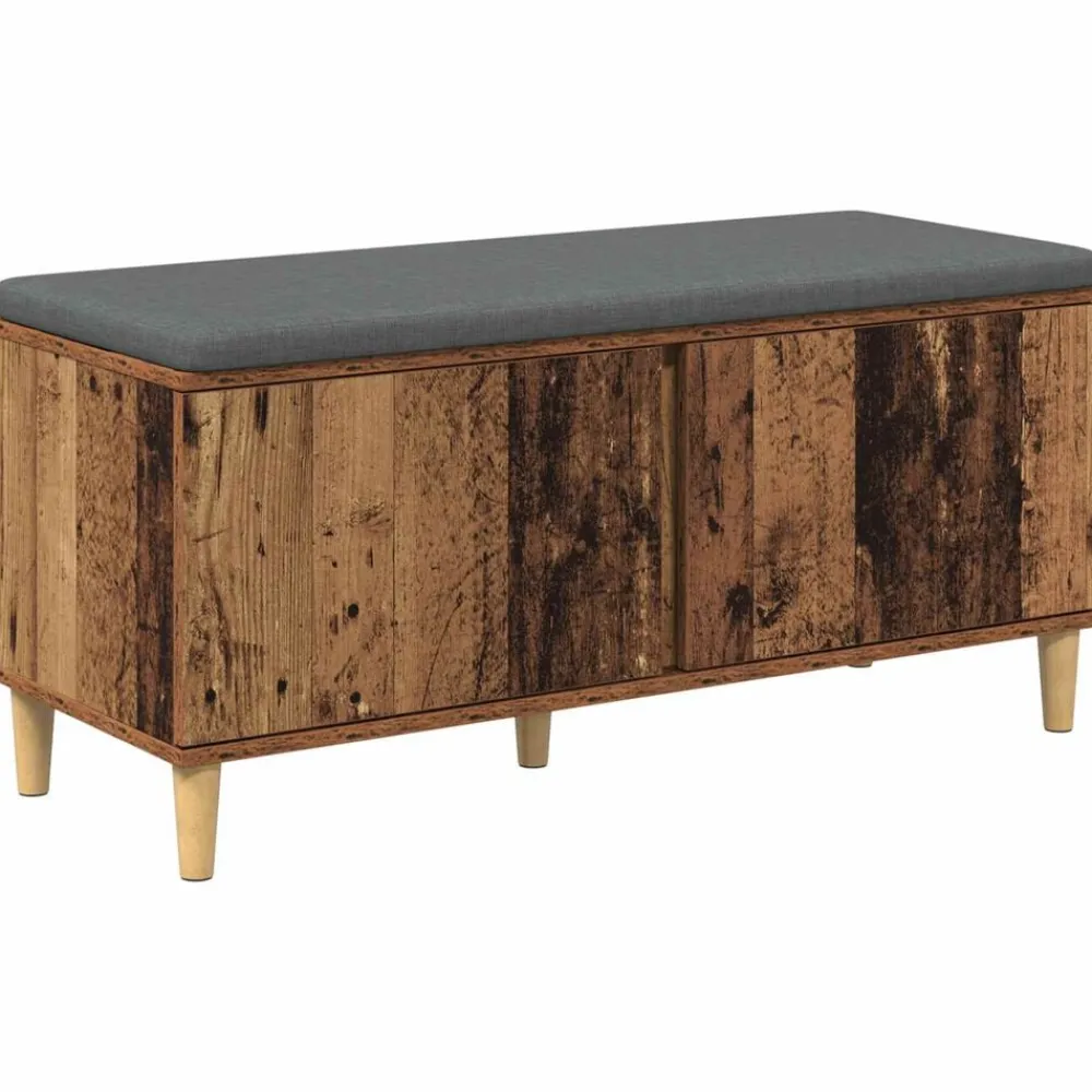 Bankjes*vidaXL Halbank met kussen met opslag Oudhout 100 x 38 x 46 cm Oud hout
