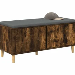 Bankjes*vidaXL Halbank met kussen met opslag Gerookte Eik 100 x 38 x 46 cm Gerookt eiken