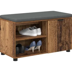 Halbank Oudhout 80 x 38 x 46 cm Geïndustrialiseerd hout en stof><noscript><img width=