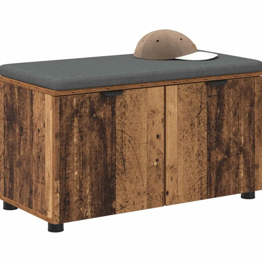 Bankjes*vidaXL Halbank Oudhout 80 x 38 x 46 cm Geïndustrialiseerd hout en stof Oud hout
