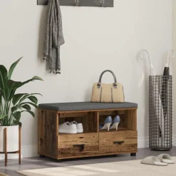 Halbank Oudhout 80 x 38 x 46 cm Geïndustrialiseerd hout en stof>vidaXL Hot