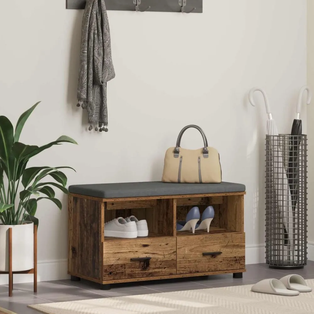Halbank Oudhout 80 x 38 x 46 cm Geïndustrialiseerd hout en stof>vidaXL Hot