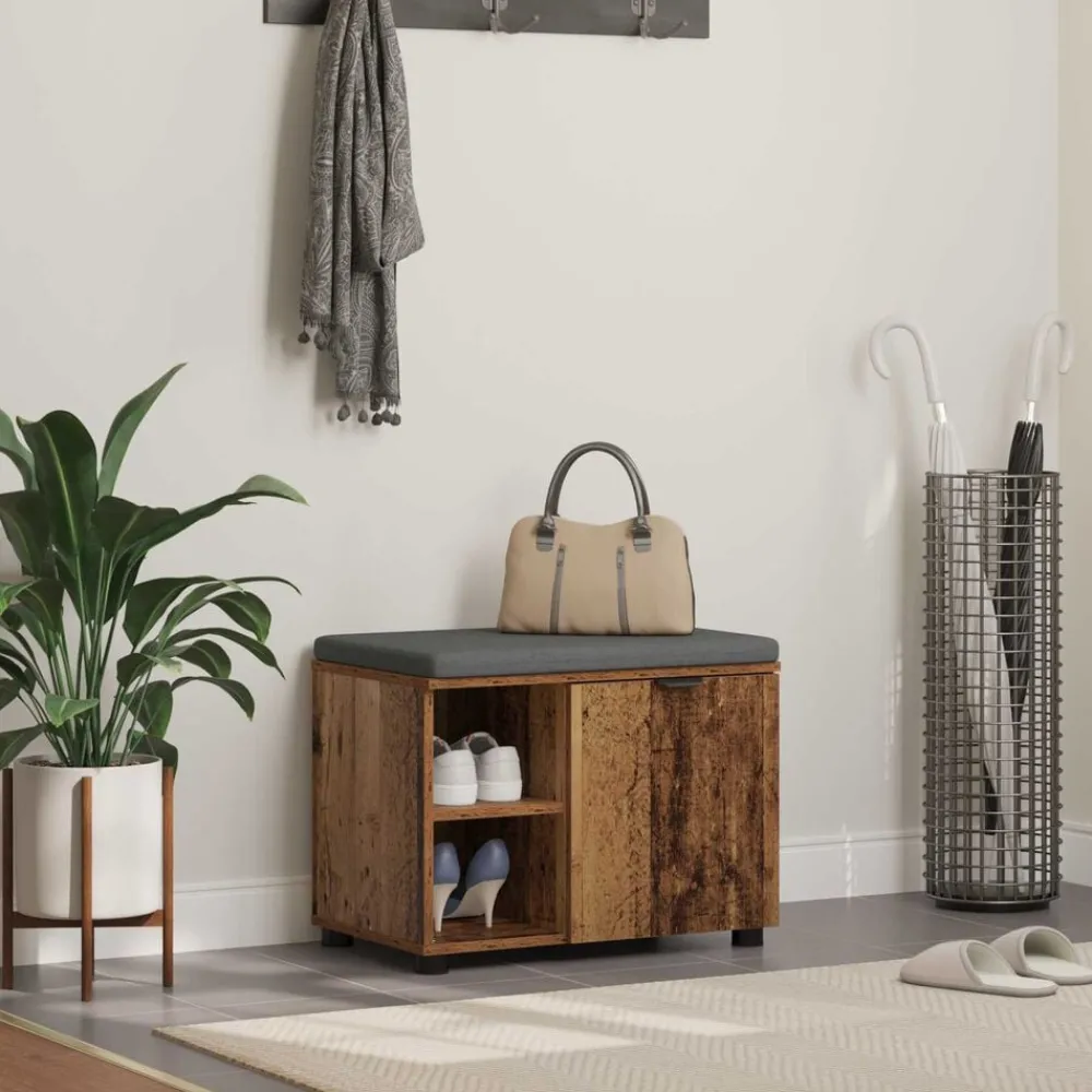 Halbank Oudhout 60 x 38 x 46 cm Geïndustrialiseerd hout en stof>vidaXL Hot
