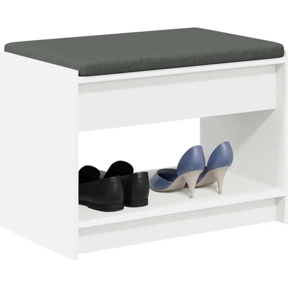 Halbank Wit 63 x 38 x 45 cm Geïndustrialiseerd hout en stof>vidaXL New