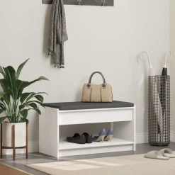 Halbank Wit 83 x 38 x 45 cm Geïndustrialiseerd hout en stof>vidaXL New