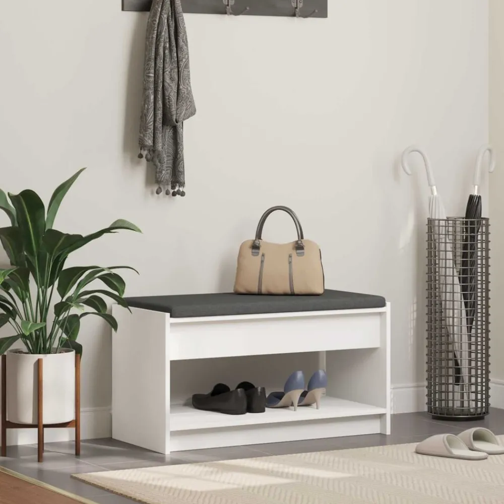 Halbank Wit 83 x 38 x 45 cm Geïndustrialiseerd hout en stof>vidaXL New