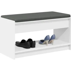 Halbank Wit 83 x 38 x 45 cm Geïndustrialiseerd hout en stof><noscript><img width=