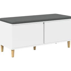 Bankjes*vidaXL Halbank 100 x 38 x 46 cm Geïndustrialiseerd hout en stof Wit
