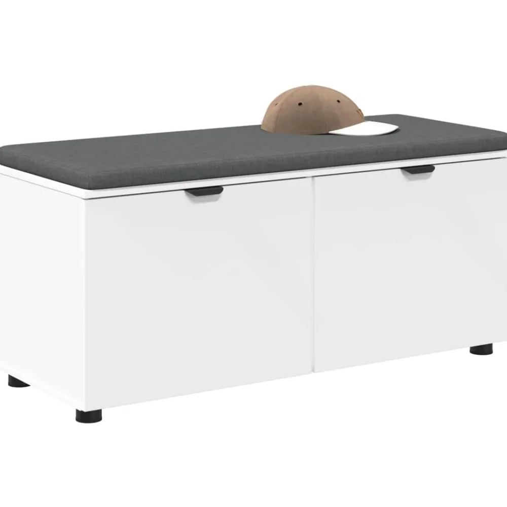 Bankjes*vidaXL Halbank 100 x 38 x 46 cm Geïndustrialiseerd hout en stof Wit