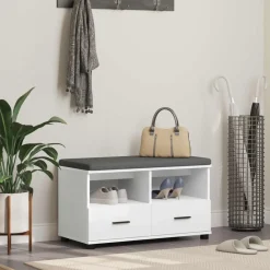 Bankjes*vidaXL Halbank 80 x 38 x 46 cm Geïndustrialiseerd hout en stof Wit