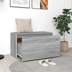 Halbankje 80x40x45 cm bewerkt hout eikenkleurig><noscript><img width=