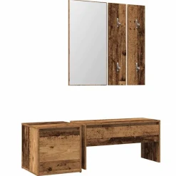 Bankjes*vidaXL Halmeubelset bewerkt hout kleurig Oud hout