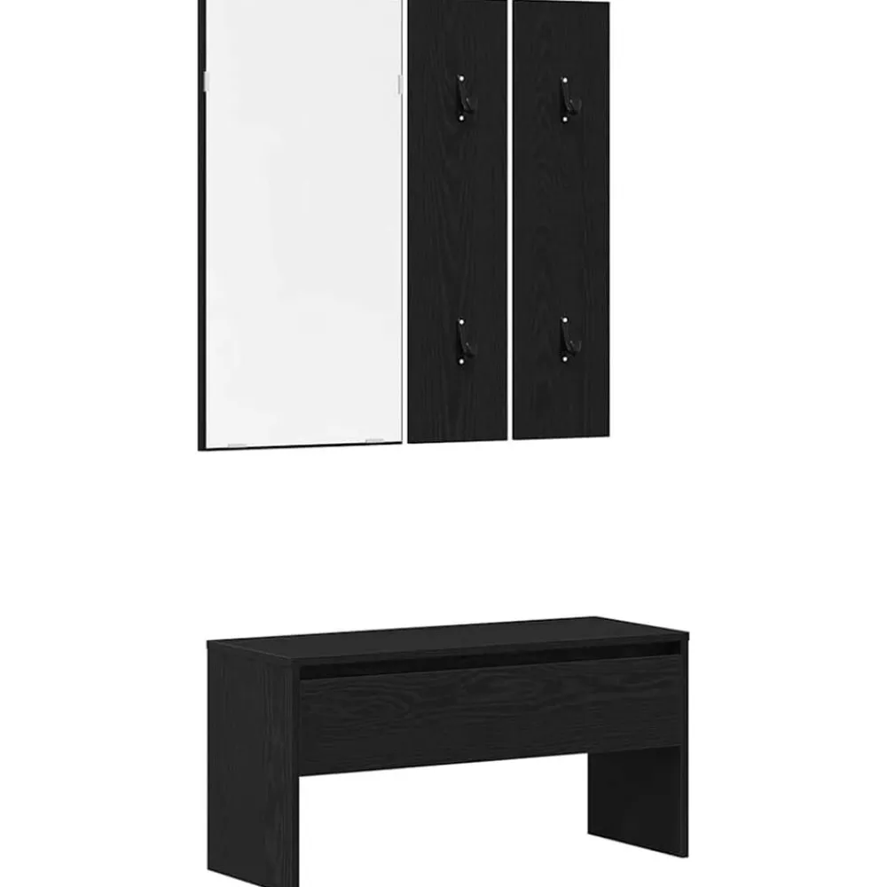Halmeubelset met lade met opslag 4 pcs Bewerkt hout>vidaXL Best