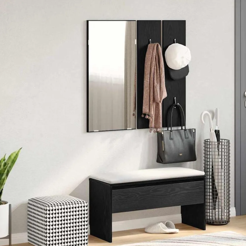 Halmeubelset met lade met opslag 4 pcs Bewerkt hout>vidaXL Best