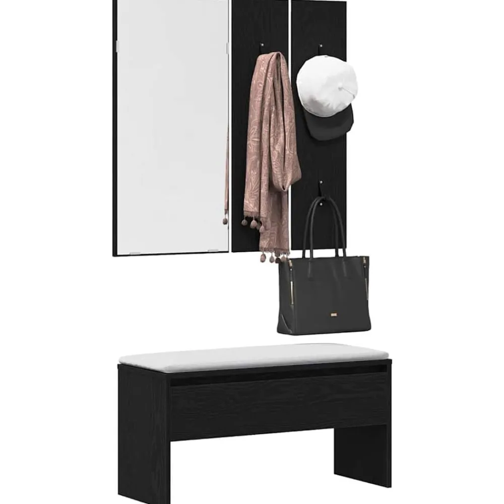 Halmeubelset met lade met opslag 4 pcs Bewerkt hout>vidaXL Best