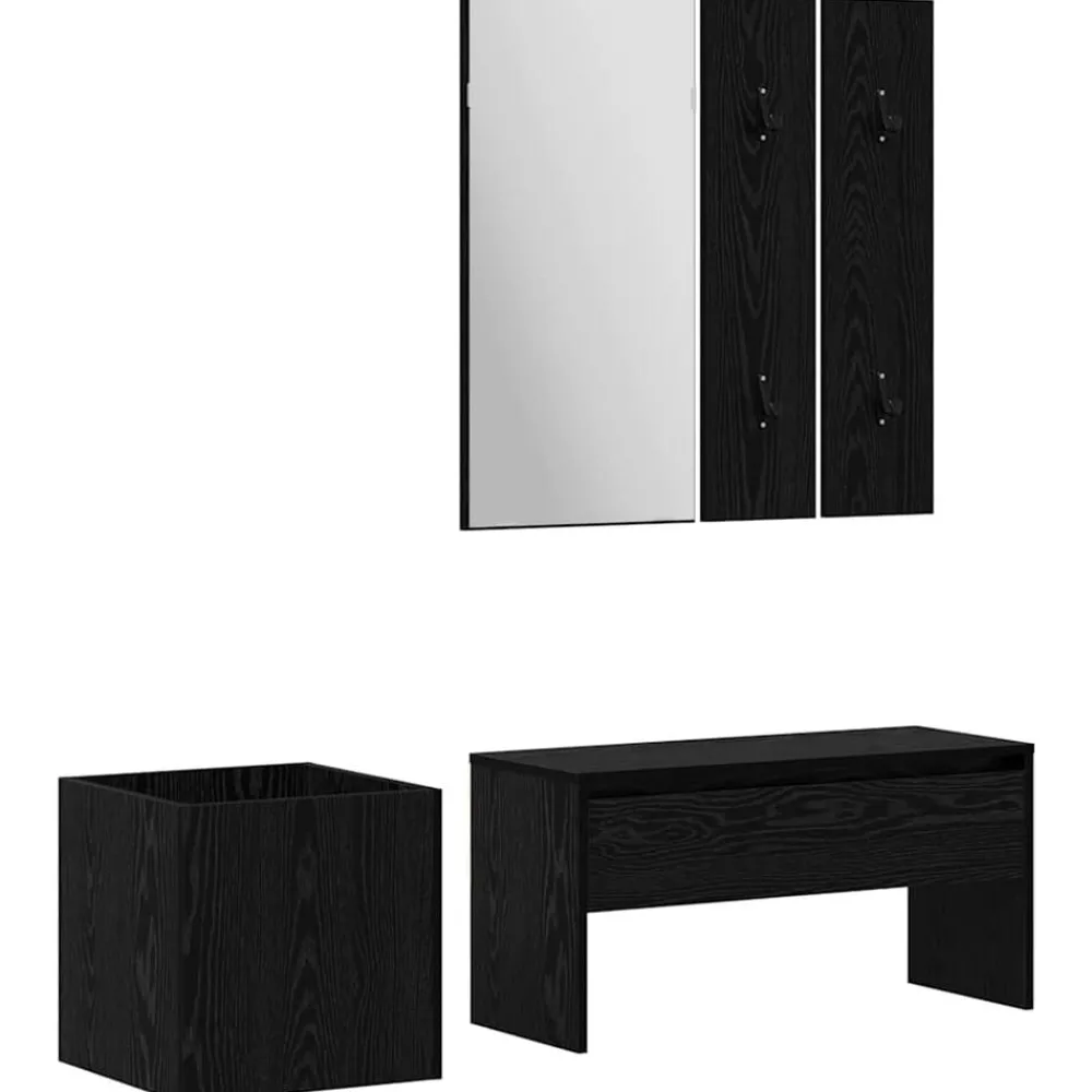 Halmeubelset Wandgemonteerd met spiegel 5 pcs Bewerkt hout>vidaXL Online