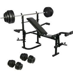Halterbank inklapbaar en halterset>vidaXL New