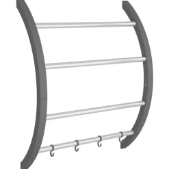 Huishoudelijke Benodigdheden*vidaXL Handdoekenrek met haken 56x16x72 cm aluminium zilverkleurig