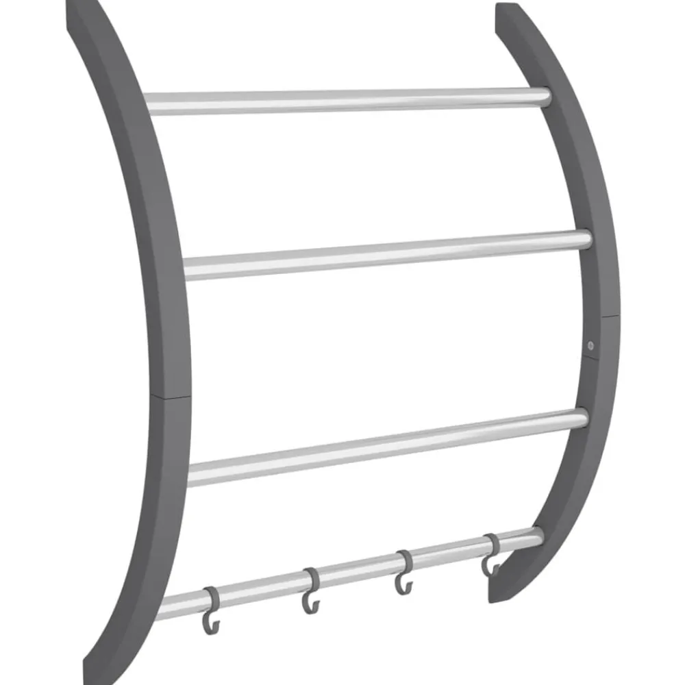 Huishoudelijke Benodigdheden*vidaXL Handdoekenrek met haken 56x16x72 cm aluminium zilverkleurig