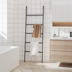 Handdoekenrek met 5 niveaus, zwart 58x175 cm, ijzer>vidaXL Online