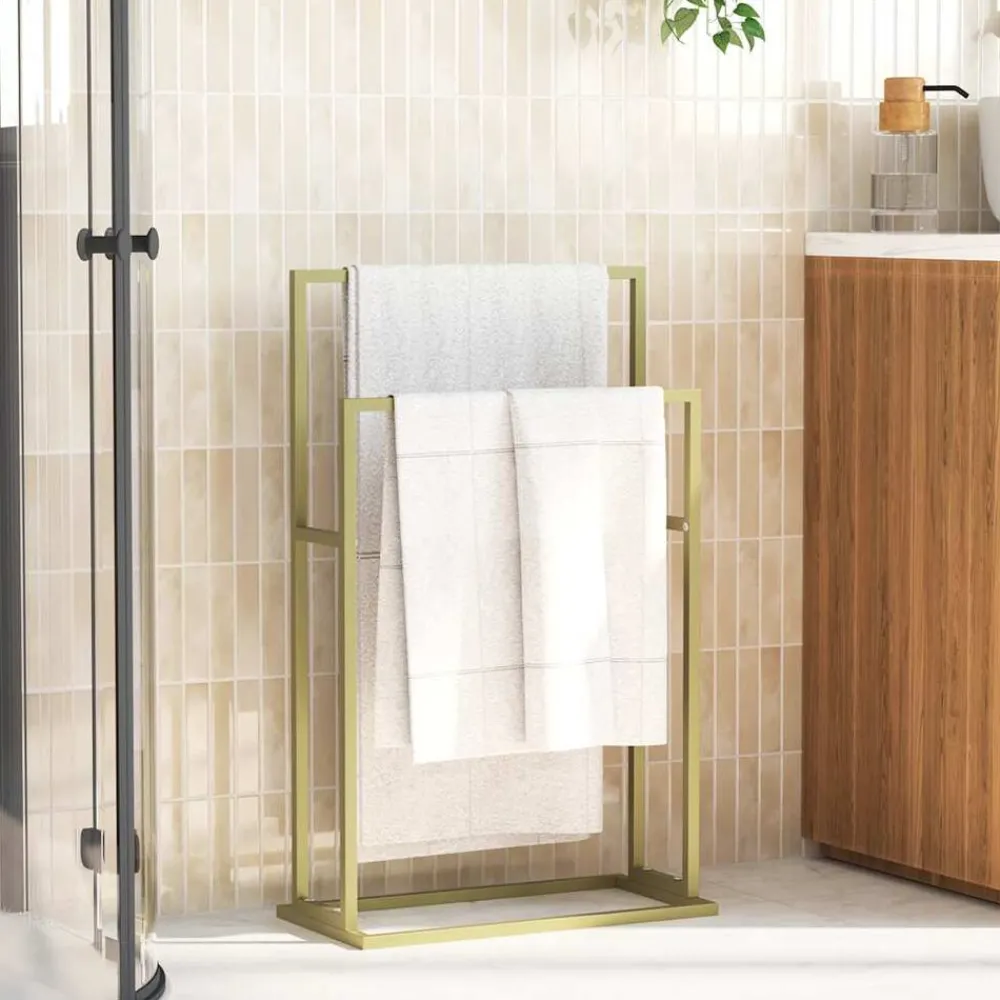 Badkameraccessoires*vidaXL Handdoekenrek vrijstaand 48x24x78,5 cm ijzer kleurig Goud