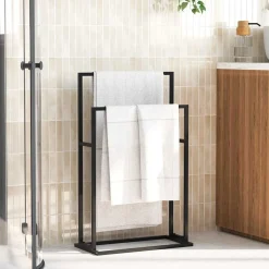 Badkameraccessoires*vidaXL Handdoekenrek vrijstaand 48x24x78,5 cm ijzer Zwart