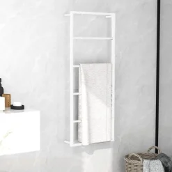 Badkameraccessoires*vidaXL Handdoekenrek 45x10x115 cm Staal Wit