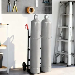 Handtrolley Zwart en Rood 63 x 43,5 x 110 cm Staal>vidaXL Online