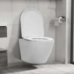 Hangend toilet randloos keramiek>vidaXL Clearance
