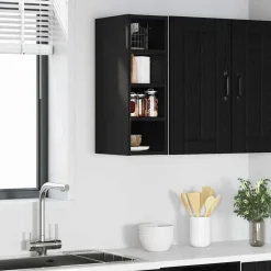 Kasten & Opbergmeubelen*vidaXL Hangkast met plank 20 x 29,5 x 60 cm Bewerkt hout Zwart eiken