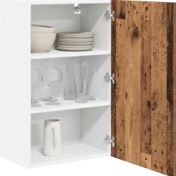 Kasten & Opbergmeubelen*vidaXL Hangkast Oude Hout en Wit 50 x 31 x 80 cm Bewerkt hout Oud hout